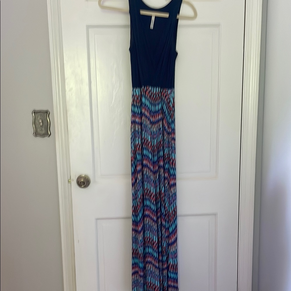 Elegant Blue and Multicolor Maxi Dress